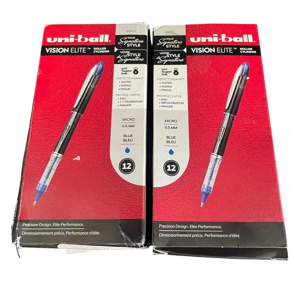 Uni-ball Vision Elite Rollerball Pens Blue Ink 0.5mm Micro 69021 (Lot of 20)